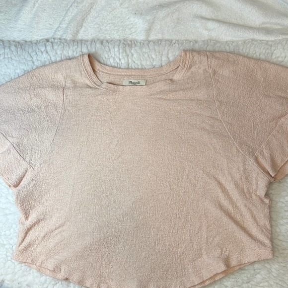 Madewell Crop Top in Pale Pink with Short Trumpet Sleeves. Size XS. EUC. - Picture 1 of 7
